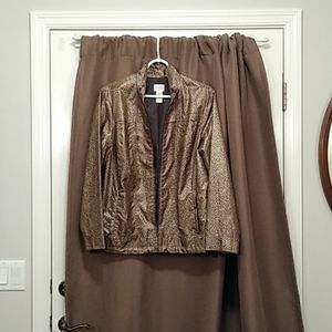 Chicos Poly Zip Jacket Brown Gold Animal Print